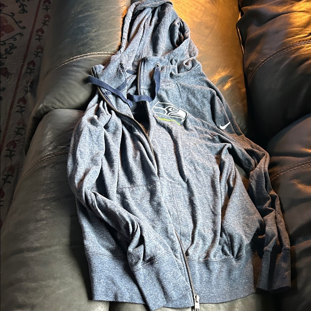 Nike Heather Blue Seahawks Zip-Up Hoodie